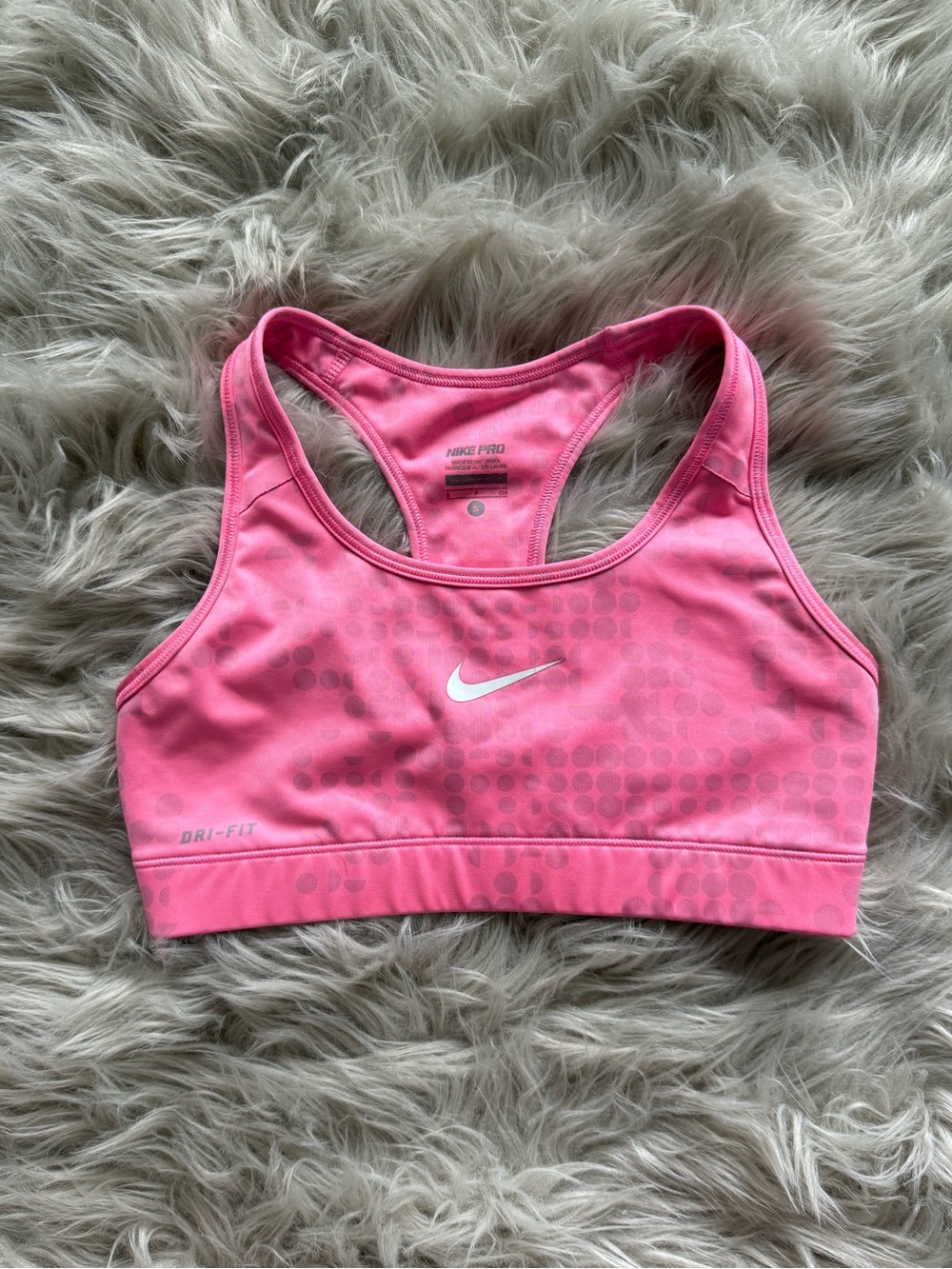 Nike Pro Dri-FIT Racerback Sports Bra with Subtle Dot Print